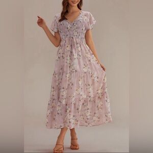 Petallush Floral Smocked Tiered Maxi Dress